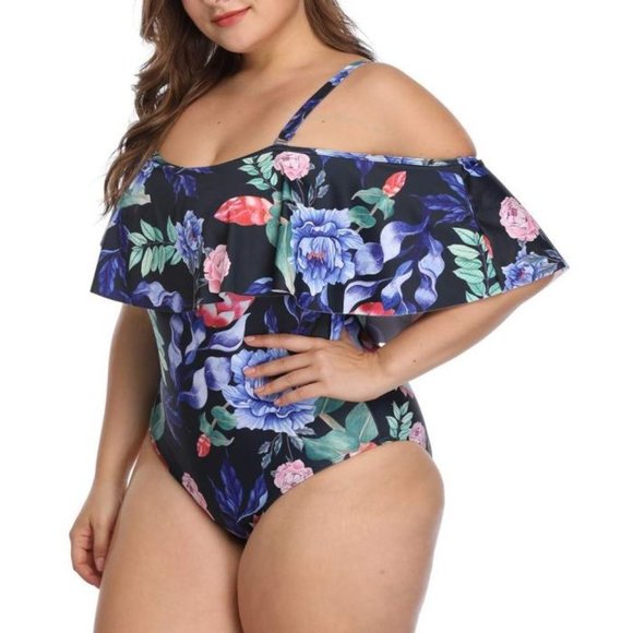 Daci Ruffle Flounce Off Shoulder Swimsuit XL (16) - Picture 3 of 4